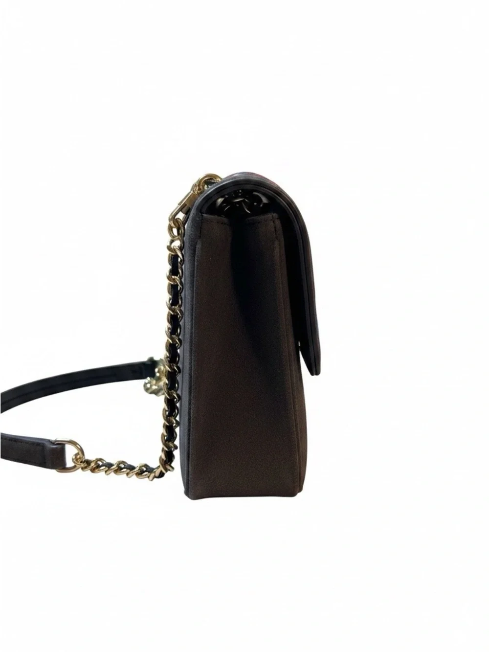 Tory Burch navy blue Floral Embroidered Crossbody with Gold Chain